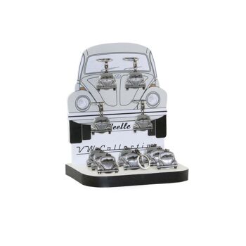 VOLKSWAGEN VW Coccinelle Porte-clés avec jet pour les chariots d'achat en boîte cadeau, set de 12 pièces en display – aspect argent antique 2