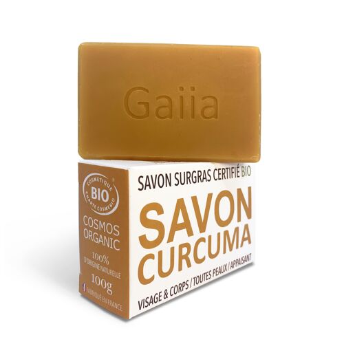 Savon curcuma, sans parfum, surgras, naturel, certifié bio