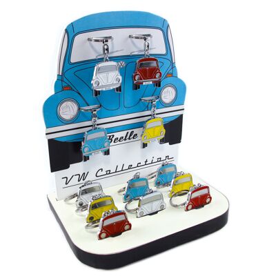 VOLKSWAGEN VW Coccinelle Porte-clés en boîte cadeau, set de 12 pièces en 4 coleur en display