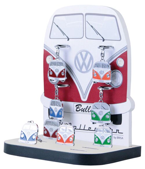 VOLKSWAGEN BUS VW T1 Combi Porte-clés en boîte cadeau, set de 12 pièces en 4 coleur en display