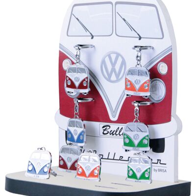 VOLKSWAGEN BUS VW T1 Bus Key ring in gift box, set of 12 pieces in 4 colors on display