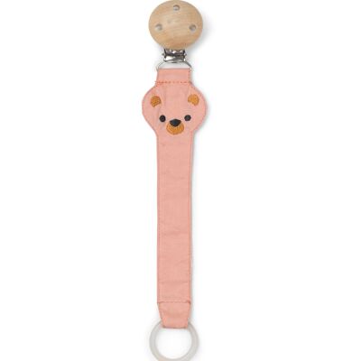 Pink teddy pacifier holder