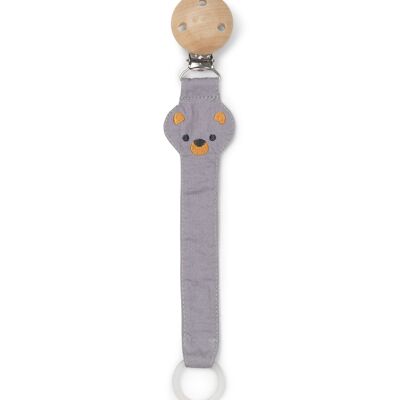 Gray teddy pacifier holder