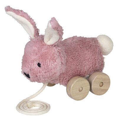 Tire a lo largo de juguete conejo rosa Mingus