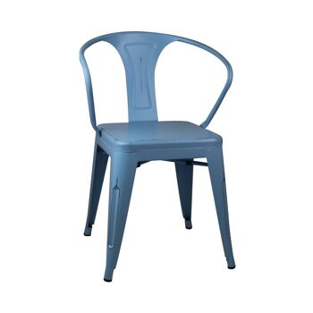 Chaise STRONG Vintage BLUE en métal au design industriel pour salle à manger, cuisine, balcon, terrasse intérieure et hôtellerie par THINIA HOME 1