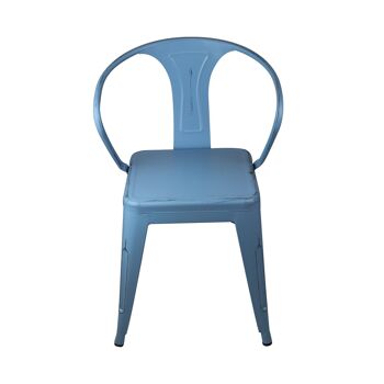 Chaise STRONG Vintage BLUE en métal au design industriel pour salle à manger, cuisine, balcon, terrasse intérieure et hôtellerie par THINIA HOME 2