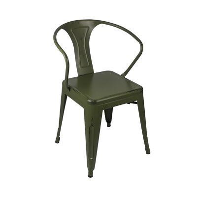 Silla Metálica STRONG Vintage VERDE con diseño industrial para comedor, cocina, balcón, terraza interior y hostelería de THINIA HOME