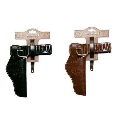 Belt and holster - 65-90cm - Black (2pcs) and brown (6pcs) - Faux leather