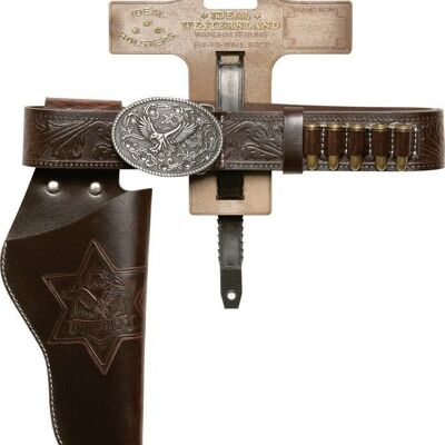 Cinturón y funda Dama - 65-90cm - Marrón - Imitación de cuero y metal