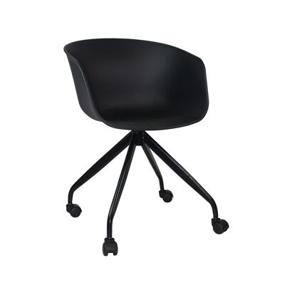 Silla de escritorio giratoria NEW AGE Tapizada en NEGRO con ruedas de Thinia Home