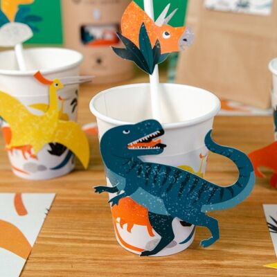 6 Dinosaur Cups - Compostable