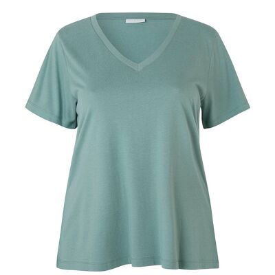 T-shirt long col V Stormy sea en coton bio et modal lenzing