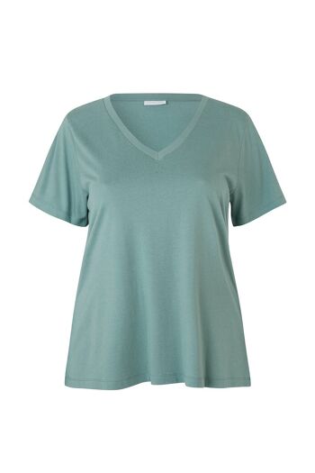 T-shirt long col V Stormy sea en coton bio et modal lenzing 1