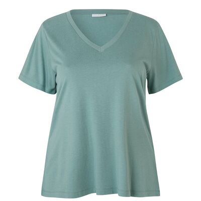 Stormy sea V-neck long tee in organic cotton  and lenzing modal