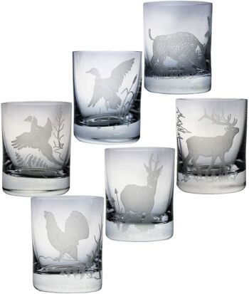 Verres à liqueur avec motif de chasse gravé 6 pcs 60 ml 1