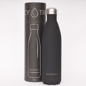 Gourde en acier inoxydable, double paroi, isotherme, 1 litre, noir, seul logo