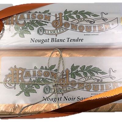 Coffret Nougat de Noël - 300g - Blanc Tendre et Noir Souple