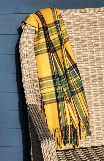 Écharpe de couverture à carreaux / tartan - Jaune soleil 1