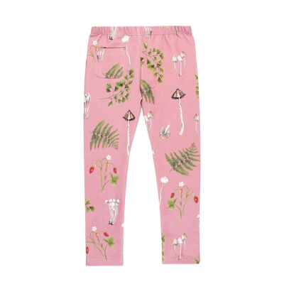 Kids Leggings - Mushrooms and Wild Strawberry - Pink