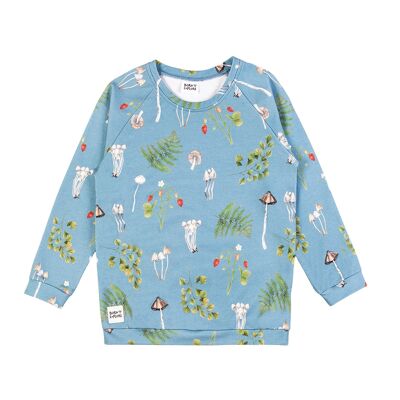 Kids Sweatshirt - Mushrooms and Wild Strawberry - Turquoise