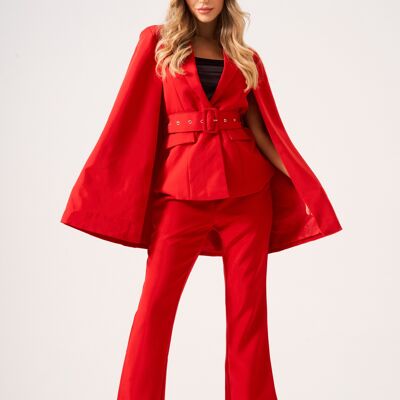 Red 2-Piece Cape Trousers Suit