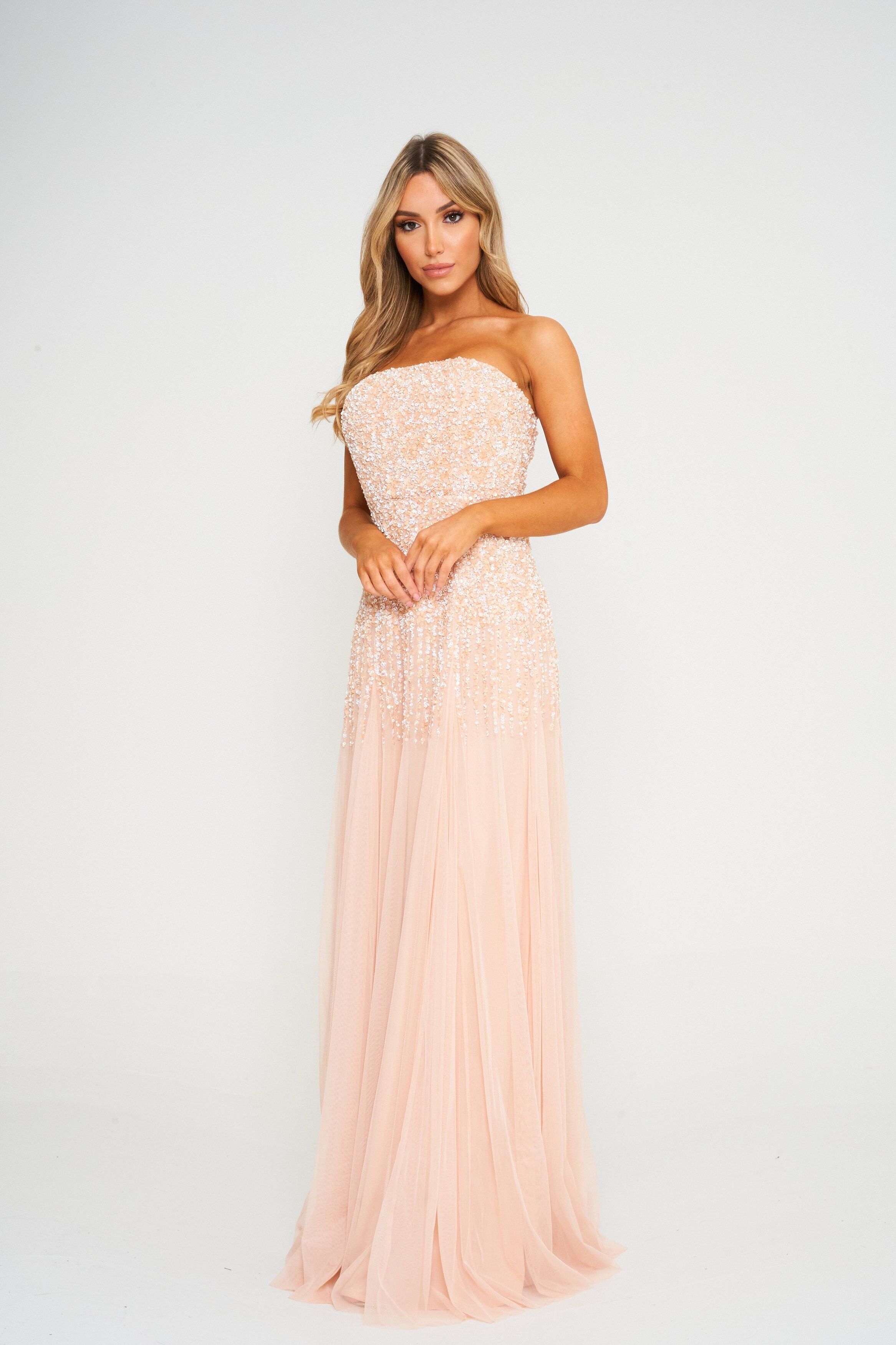 Peach embellished maxi on sale dress