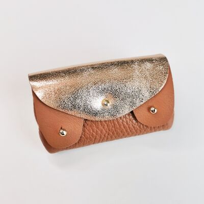 Monedero Crackle Caramel Rose Gold