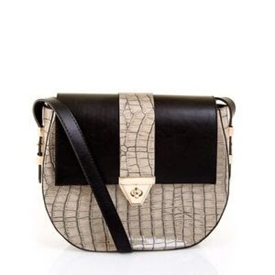 D Shape Shoulder Bag with Croc Effect Design