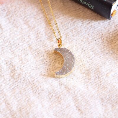 Golden Moon Necklace in Druzy Agate