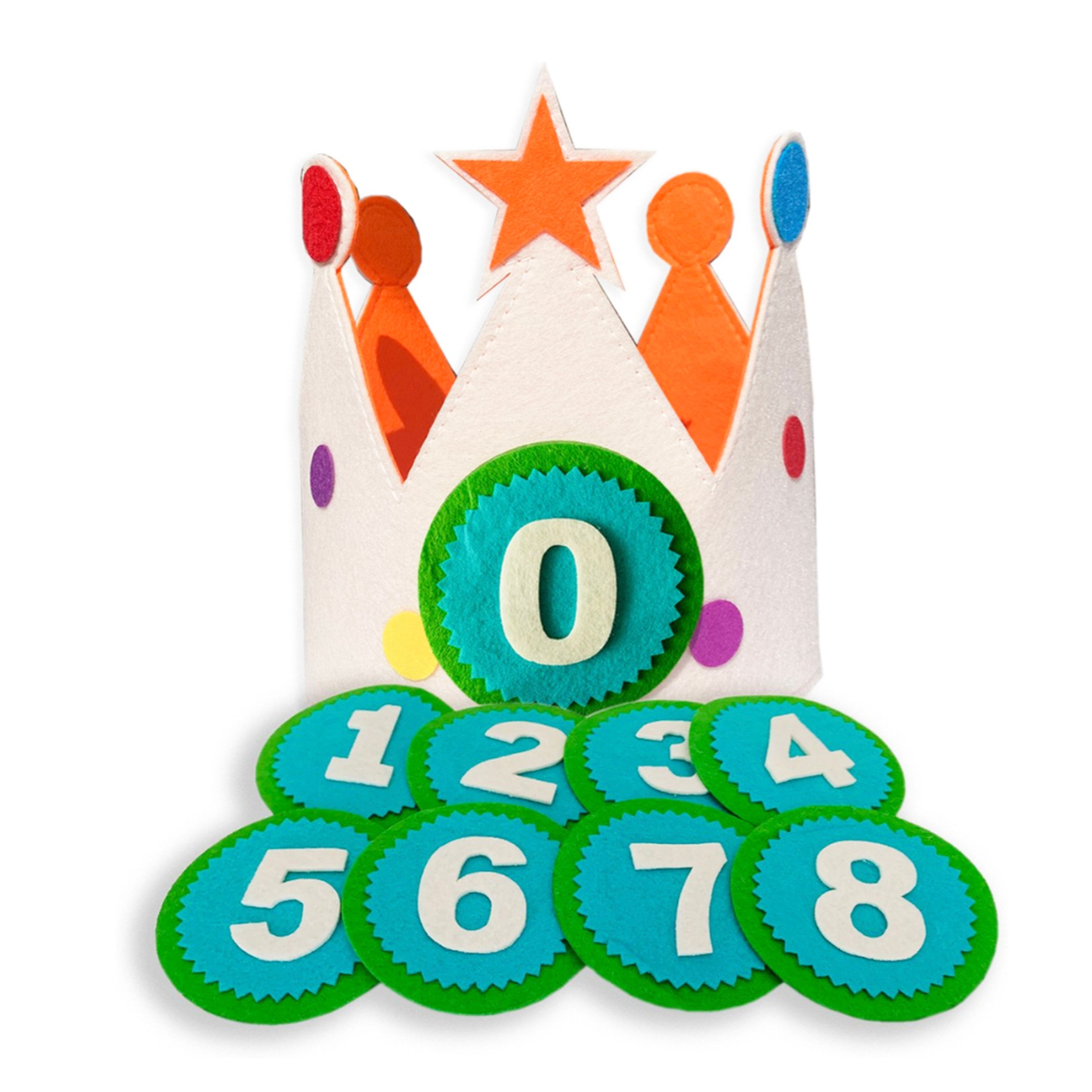 Puk Art® | Corona de cumpleaños de fieltro | Estrella | Incluye los números del 0 al 10