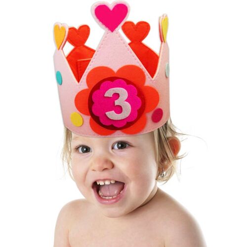 Compra Corona de cumpleaños de fieltro con números, sombrero de cumpleaños, princesa heredera, bebé, 0 a 10 años, decoración de corazones
