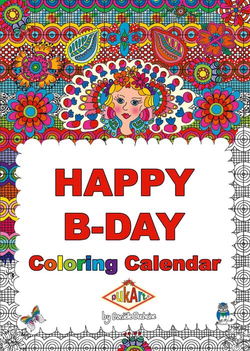 Birthday calendar colouring book | birthday calendar | colouring book for adults | colouring book