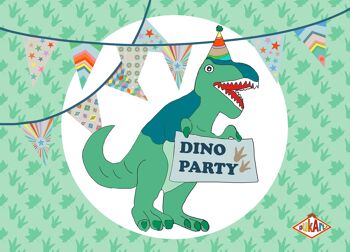 Invitation fête d'enfants | cartes d'invitation | fête d'invitation d'anniversaire | l'heure de la fête | Dinosaure | invitations | 20 morceaux 1