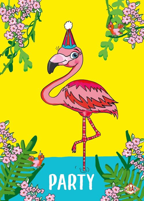 Invitation children's party | invitation cards | birthday invitation party | party time | Flamingo | invitations | 20 pieces