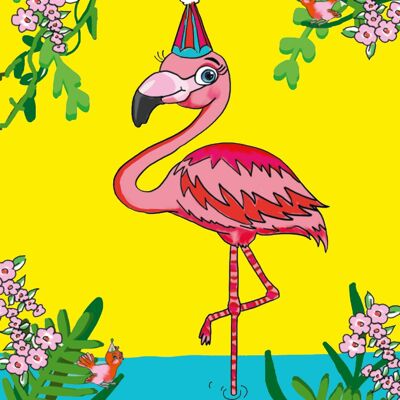 Einladung Kinderparty | Einladungskarten | Geburtstagseinladungsparty | Partyzeit | Flamingo | Einladungen | 20 Teile