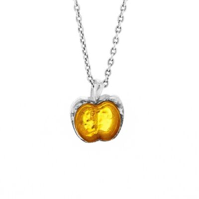 Pendentif pomme ambre cognac avec chaîne de 18" et boîte de présentation