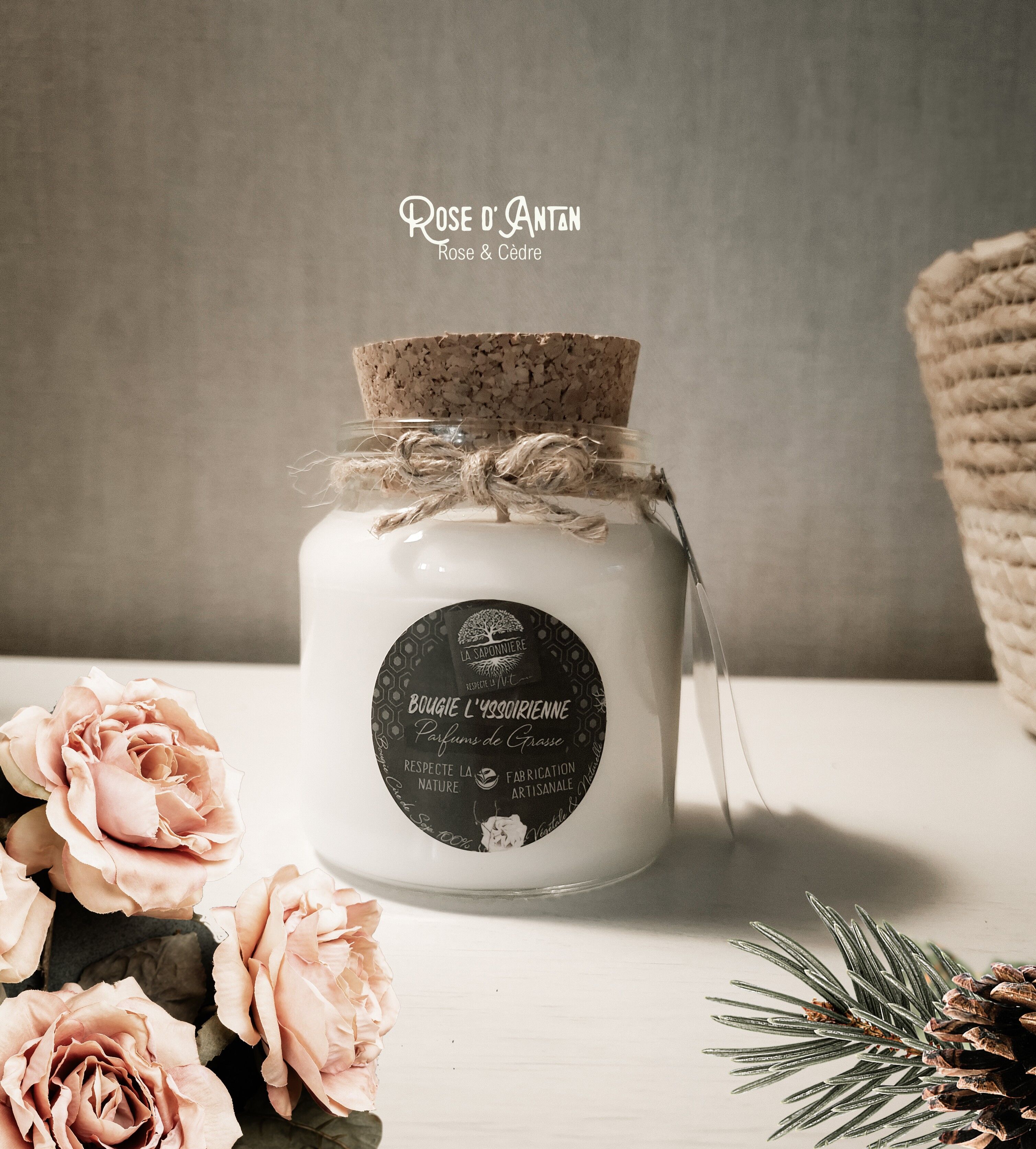 Candela artigianale Rose d'Antan