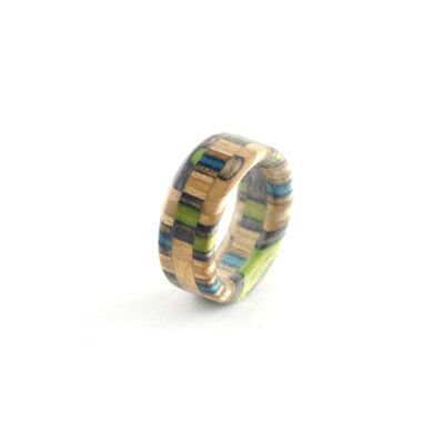 Recycled Skateboards Green Wood Ring
