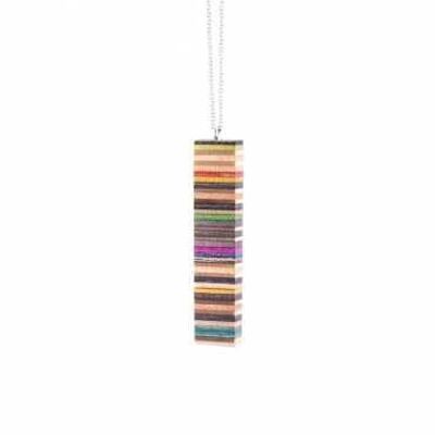 Womans pendant necklace - Recycled Skateboard Bar Pendant