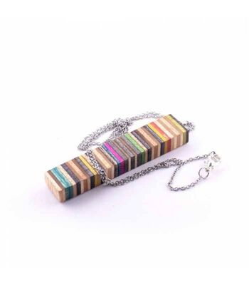 Collier pendentif femme - Pendentif barre de planche à roulettes recyclée 2