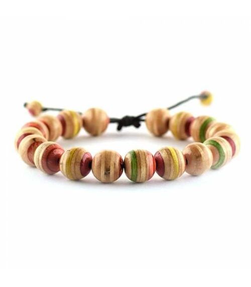 Red Recycled Skateboards Wood Bracelet