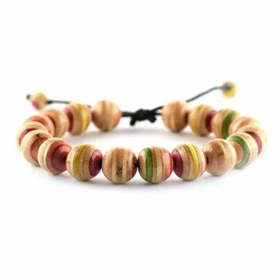 Red Recycled Skateboards Wood Bracelet