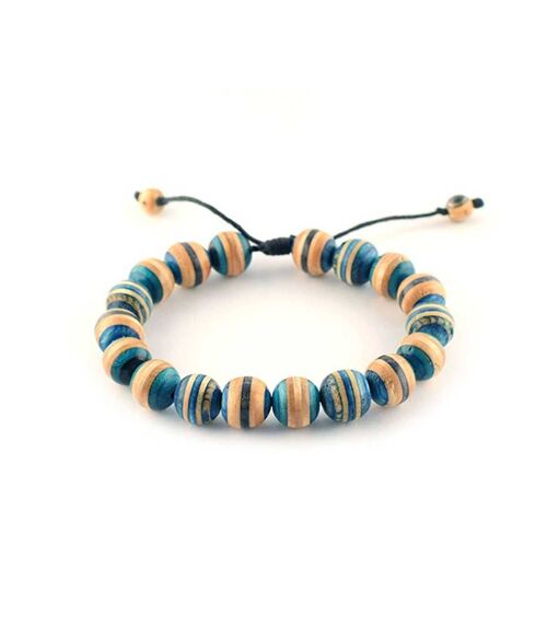 Blue Wood Bracelet made from Recycled Skateboards - Unisex