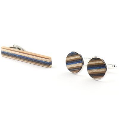 Cufflinks and Tie clip set made from Recycled Skateboards