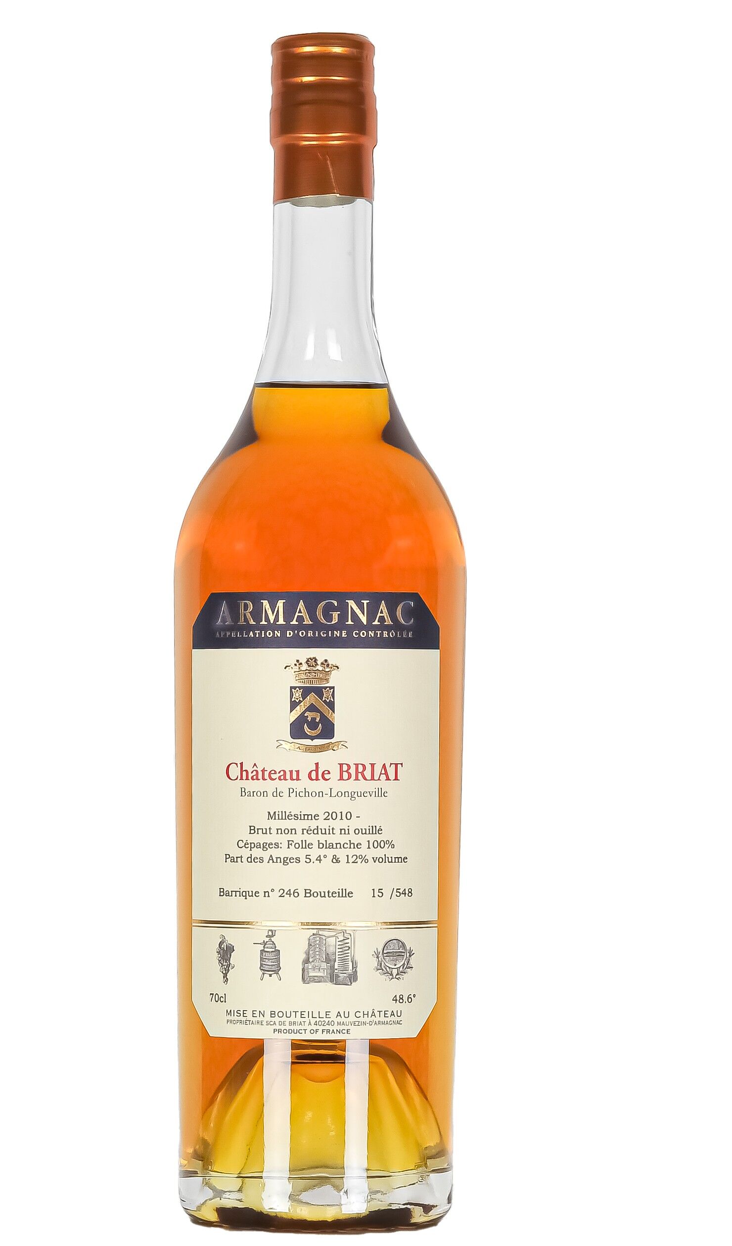 Bas Armagnac Château de Briat Jahrgang 2010 Folle Blanche Barrique 246