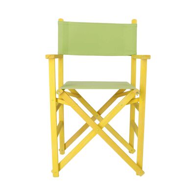 SILLÓN DIRECTOR PLEGABLE EN MADERA DE HAYA AMARILLO CON LONA EN COLOR VERDE PISTACHO 51,5X46X86.