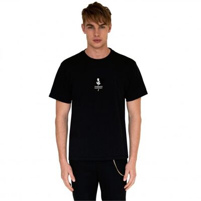Black t-shirt rose embroidery