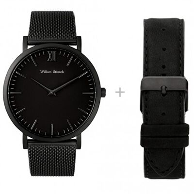 Black watch + leather strap