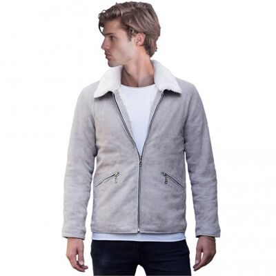 Grey suede jacket fur