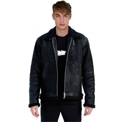 Black shearling leather jacket